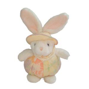 Chosun International Round Easter Bunny Rabbit With Straw Hat Plush Toy 11"